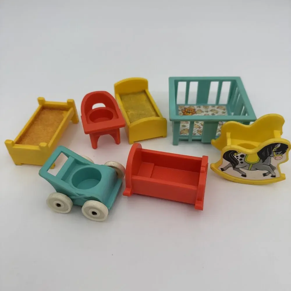 Vtg Fisher Price Little People Baby Nursery Furniture 1972 Plus 2 Kids Beds